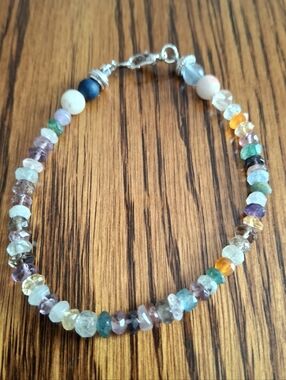 Bracelet Multicolored Multi Rondelle Gemstones Tiny Beads 8"